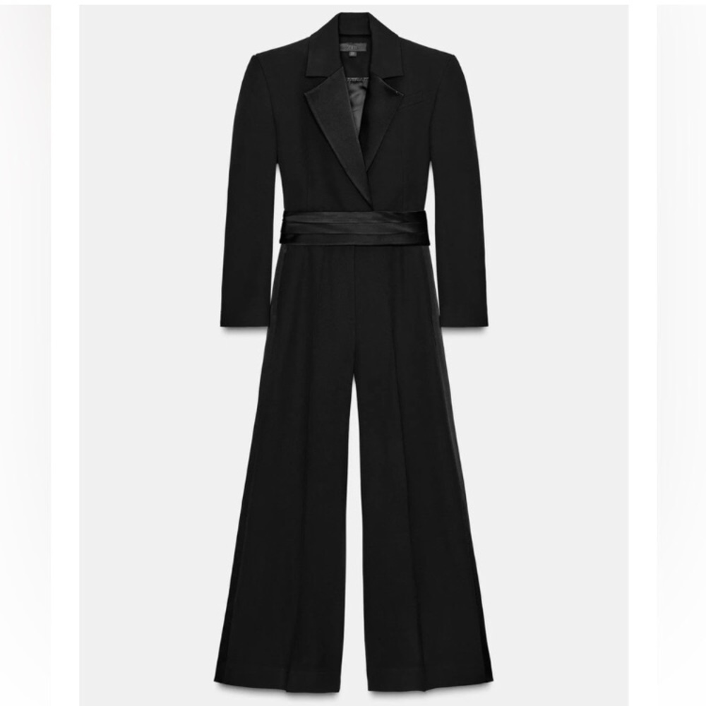 ZARA ZW COLLECTION LIMITED EDITION SMOKING SASH JUMPSUIT NWT SIZE MEDIUM